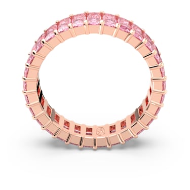 Matrix ring, Baguette-slijpvorm, Roze, Roségoudkleurige toplaag - Swarovski, 5662102