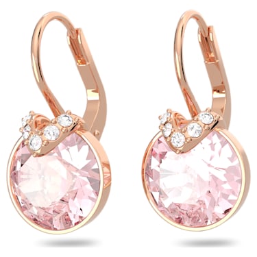 Pendants d'oreilles Bella V, Taille ronde, Rose, Placage de ton or rosé - Swarovski, 5662114