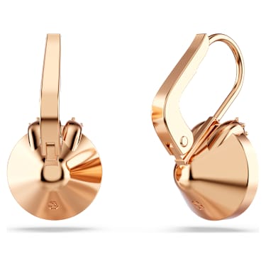 Bella V 水滴形耳環, 圓形切割, 粉紅色, 鍍金（玫瑰金色飾面） - Swarovski, 5662114