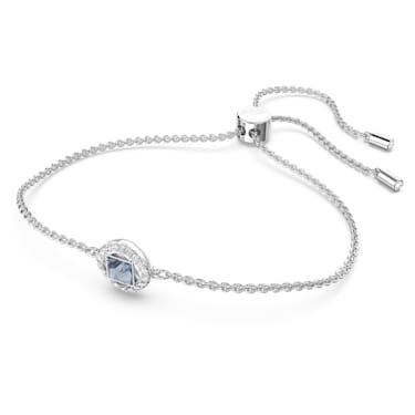 Angelic bracelet, Square cut, Blue, Rhodium plated | Swarovski