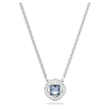 Una Angelic 네크리스, 스퀘어 컷, 블루, 로듐 플래팅 - Swarovski, 5662142
