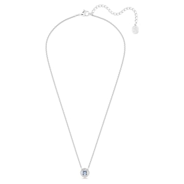Angelic necklace, Square cut, Blue, Rhodium plated | Swarovski