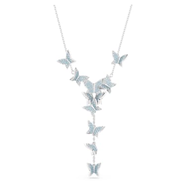 Naszyjnik Y Idyllia Lilia, Motyl, Niebieski, Powłoka z rodu - Swarovski, 5662179