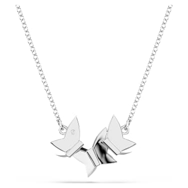 Idyllia Lilia necklace, Butterfly, Blue, Rhodium plated - Swarovski, 5662181