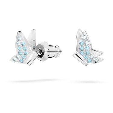Idyllia Lilia スタッドピアス, チョウ, ブルー, ロジウム・プレーティング - Swarovski, 5662183
