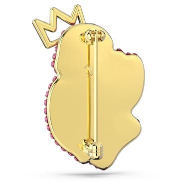 Swan brooch, Swan, Pink, Gold-tone plated - Swarovski, 5662243