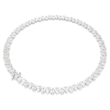 Matrix Tennis 네크리스, 피어 컷, 화이트, 로듐 플래팅 - Swarovski, 5662277