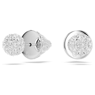 Luna stud earrings, Moon, White, Rhodium plated - Swarovski, 5662284