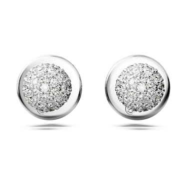 Sublima stud earrings, Moon, White, Rhodium plated | Swarovski