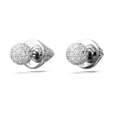 Luna stud earrings, Moon, White, Rhodium plated - Swarovski, 5662284