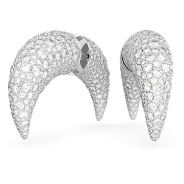 Sublima stud earrings, Moon, Large, White, Rhodium plated - Swarovski, 5662285