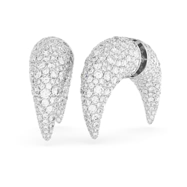 Luna stud earrings, Moon, Large, White, Rhodium plated - Swarovski, 5662285