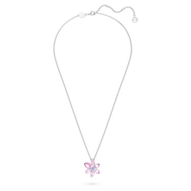 Gema 펜던트, 믹스 컷, 꽃, 핑크, 로듐 플래팅 - Swarovski, 5662493