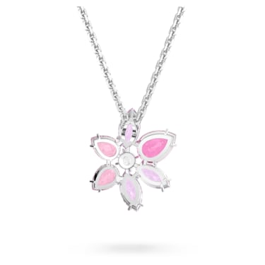 Gema 펜던트, 믹스 컷, 꽃, 핑크, 로듐 플래팅 - Swarovski, 5662493