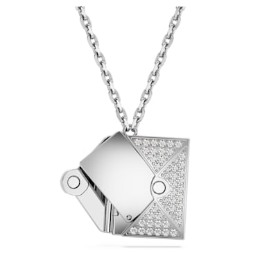 Letra 項鏈, 情書, 白色, 鍍白金色 - Swarovski, 5662873