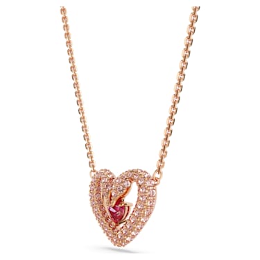 Sublima 項鏈, 心形, 粉紅色, 鍍玫瑰金色調 - Swarovski, 5662874