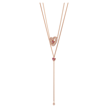 Sublima Y 字鏈, 心形, 粉紅色, 鍍玫瑰金色調 - Swarovski, 5662877