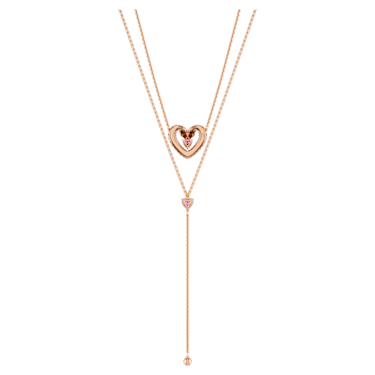 Sublima Y 字鏈, 心形, 粉紅色, 鍍玫瑰金色調 - Swarovski, 5662877