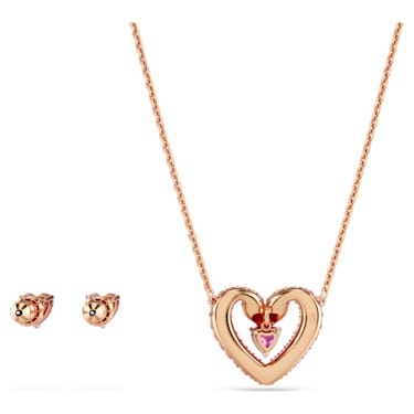 Una set, Heart, Pink, Rose gold-tone plated - Swarovski, 5662884