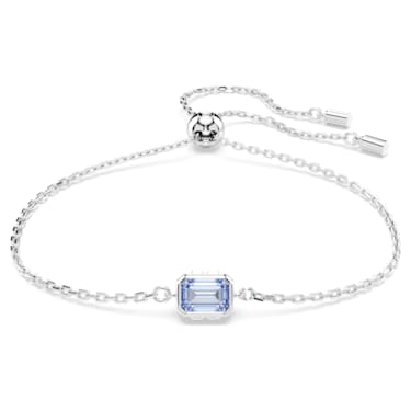 Chroma bracelet, Rectangular cut, Blue, Rhodium plated - Swarovski, 5662917