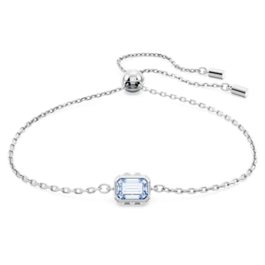Chroma bracelet, Rectangular cut, Blue, Rhodium plated - Swarovski, 5662917