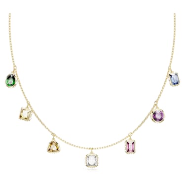 Swarovski Chroma necklace Mixed cuts Multicoloured Gold tone plated