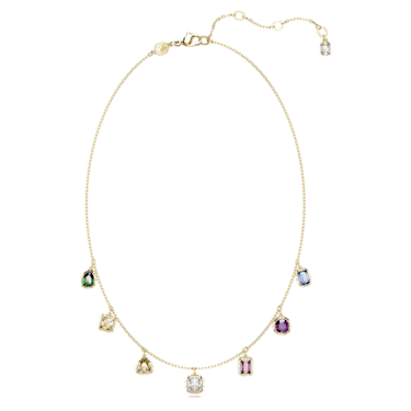 Swarovski Chroma necklace Mixed cuts Multicoloured Gold tone plated