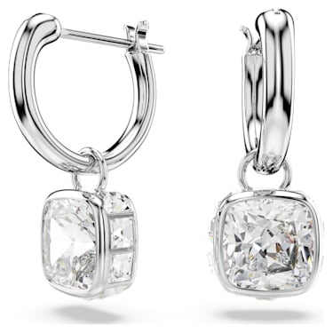 Pendants d'oreilles Chroma, Taille Carré, Blanches, Métal rhodié - Swarovski, 5662919