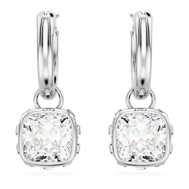 Pendants d'oreilles Chroma, Taille Carré, Blanches, Métal rhodié - Swarovski, 5662919