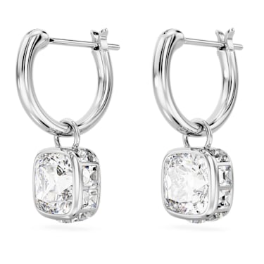Pendants d'oreilles Chroma, Taille Carré, Blanches, Métal rhodié - Swarovski, 5662919