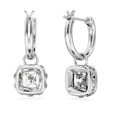 Pendientes Stilla, Talla cuadrada, Blancos, Baño de rodio - Swarovski, 5662919