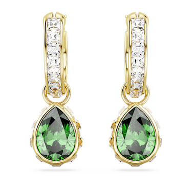 Visací náušnice Chroma, Hruškový výbrus, Zelená, Povrchová úprava z 18k zlata - Swarovski, 5662922