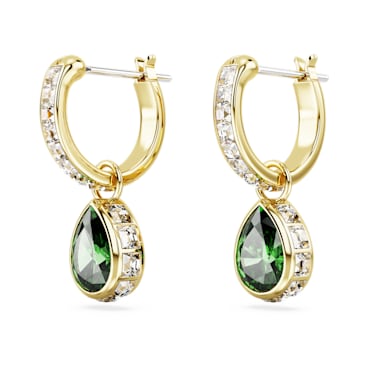 Chroma drop earrings, Pear cut, Green, Gold-tone plated - Swarovski, 5662922
