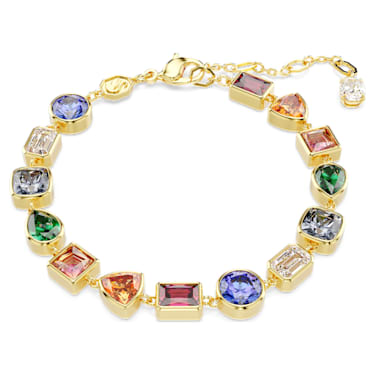 Imber Tennis 브레이슬릿, 믹스 컷, 멀티컬러, 골드 톤 플래팅 - Swarovski, 5662925