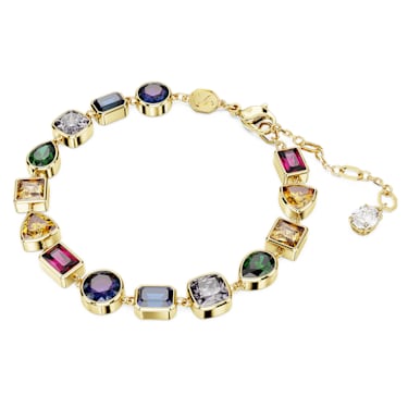 Zapestnica Tennis Imber, Mešani rezi, Večbarvna, PVD zlatega odtenka - Swarovski, 5662925
