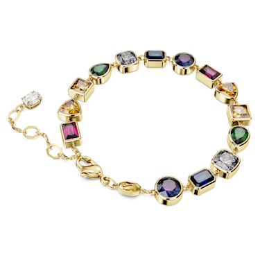 Stilla bracelet, Mixed cuts, Multicolored, Gold-tone plated 