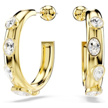 Pendientes de aro Imber, Tallas mixtas, Blancos, Baño tono oro - Swarovski, 5663261