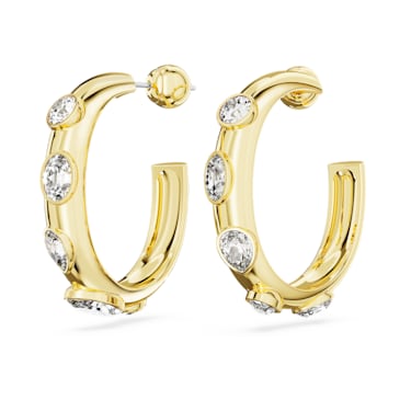 Pendientes de aro Imber, Tallas mixtas, Blancos, Baño tono oro - Swarovski, 5663261