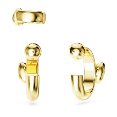 Imber hoop earrings with ear cuff, Set (3), Pear cut, White, Gold-tone plated - Swarovski, 5663262