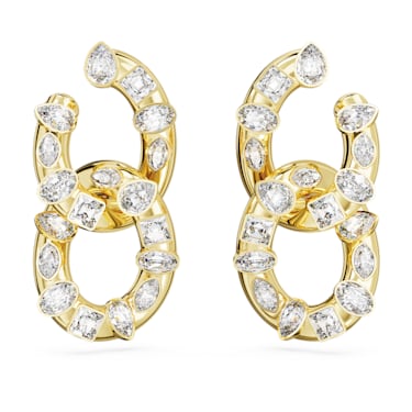 Anneaux d'oreilles Imber, Tailles variées, Boucle entrelacée, Blanches, Placage de ton or - Swarovski, 5663263