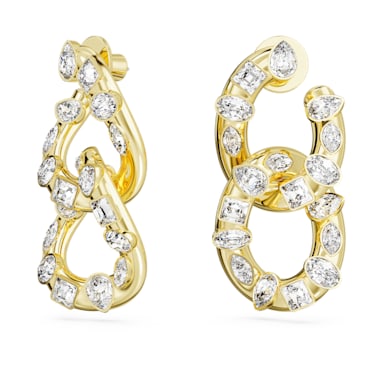 Anneaux d'oreilles Imber, Tailles variées, Boucle entrelacée, Blanches, Placage de ton or - Swarovski, 5663263