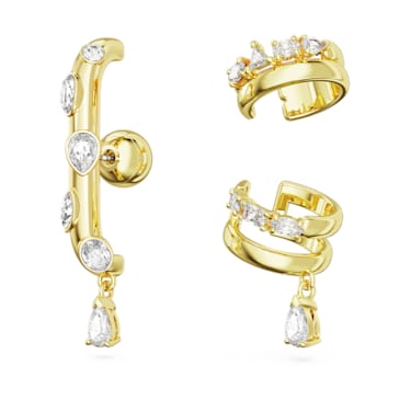Boucle d'oreille manchette Imber, Parure (3), Tailles variées, Blanc, Doré à l’or 18 carats (750/1000) - Swarovski, 5663334