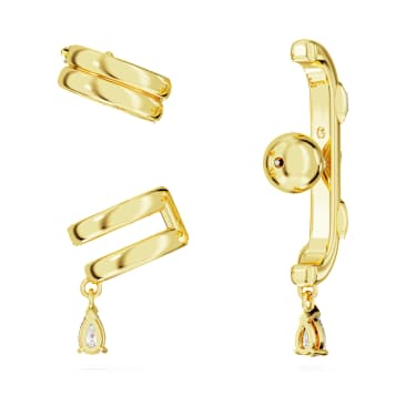 Dextera ear cuff, Set (3), Mixed cuts, White, Gold-tone Dextera ear cuff, Set (3), Mixed cuts, White, Gold-tone