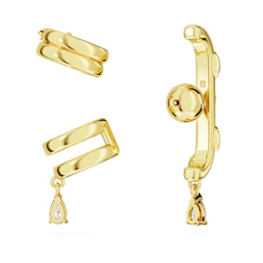 Imber ear cuff, Set (3), Mixed cuts, White, Gold-tone plated  