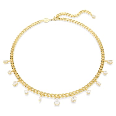 Imber necklace, Mixed cuts, White, 18K gold finish - Swarovski, 5663338