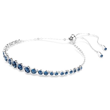 Bracciale Tennis Imber, Tagli arrotondati misti, Blu, Placcato rodio - Swarovski, 5663394