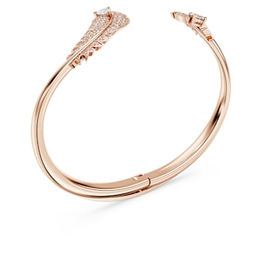 Idyllia 手镯, 羽毛, 白色, 玫瑰金色饰面 - Swarovski, 5663477