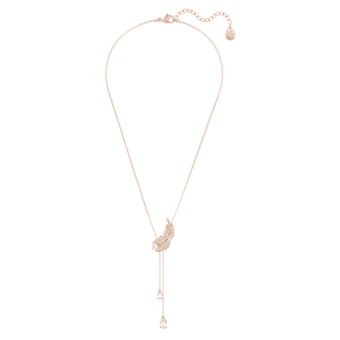 Nice Y pendant, Feather, White, Rose gold-tone plated - Swarovski, 5663485