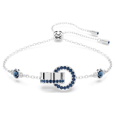 Dextera bracelet, Interlocking loop, Blue, Rhodium plated - Swarovski, 5663493