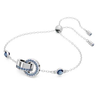 Dextera bracelet, Interlocking loop, Blue, Rhodium plated - Swarovski, 5663493